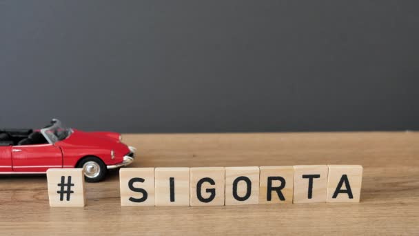 Seguro Palabras Sigorta Idioma Turco Concepto Seguro Coche — Vídeos de Stock