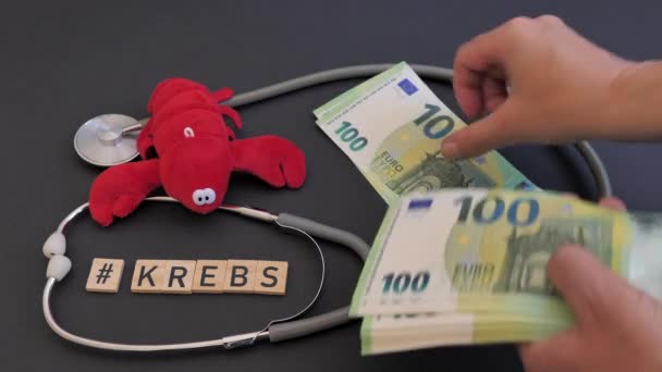 High Cost Cancer Treatment Concept Word Cancer Krebs German Language — Stock video