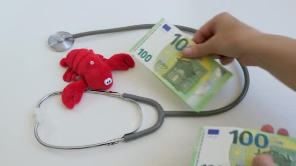 High Cost Cancer Treatment Concept Euro Currency — Video Stock