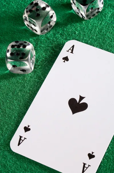 Playing card with dice — Stock Photo, Image