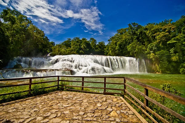 Viewing platform at the waterfall — Stock Photo, Image