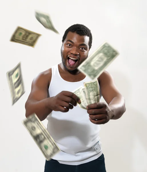 Black guy with money — Stock Photo, Image