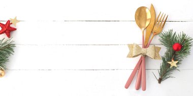 Noel sofrası kurma konsepti. Boşluğu kopyala