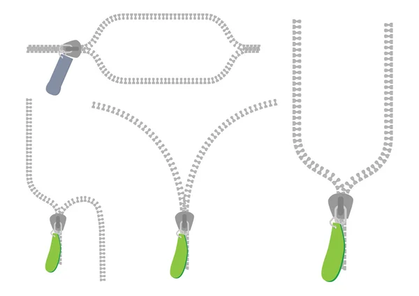 Vektor Zipper isoliertes Set — Stockvektor