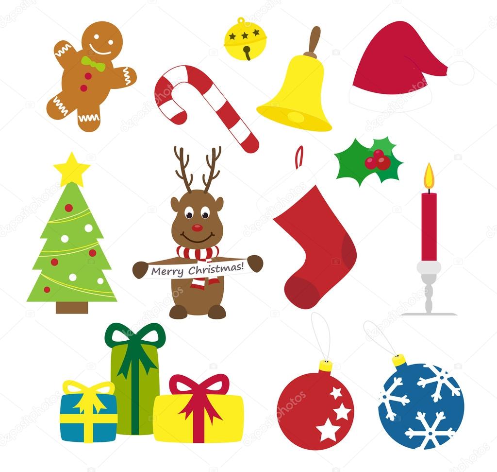 Christmas things vector illustration collection
