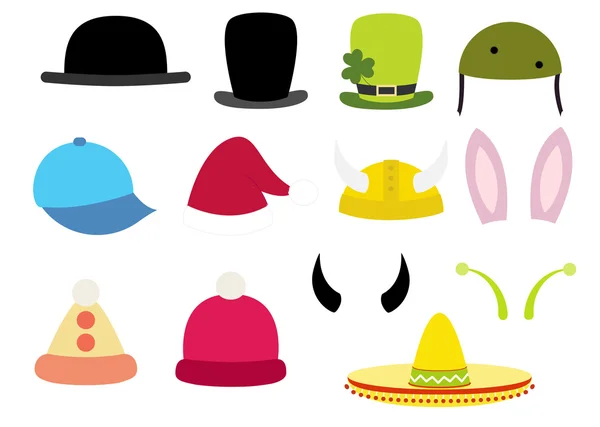 Conjunto de sombreros divertidos ilustración — Vector de stock