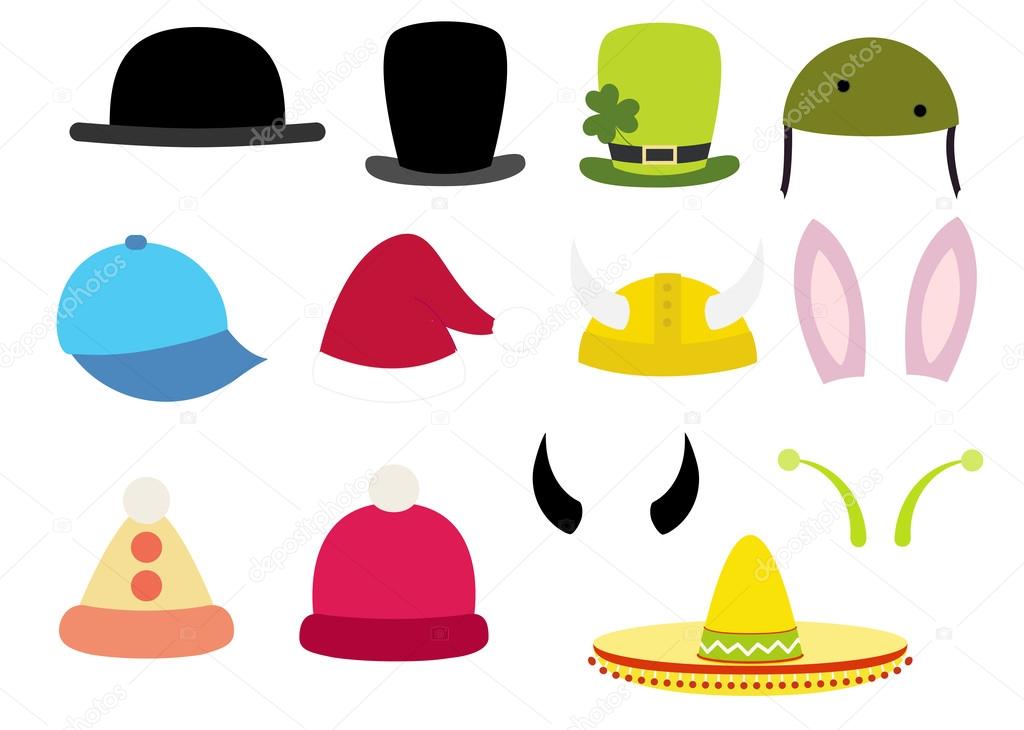 Set of funny hats illustration