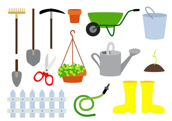 Gardening equipment vector set — Stock Vector