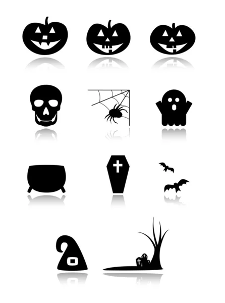 Iconos de Halloween negro —  Fotos de Stock