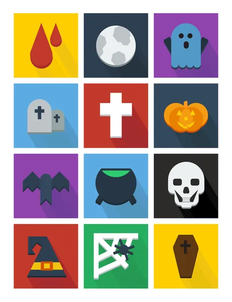 Halloween plat pictogrammen — Stockfoto