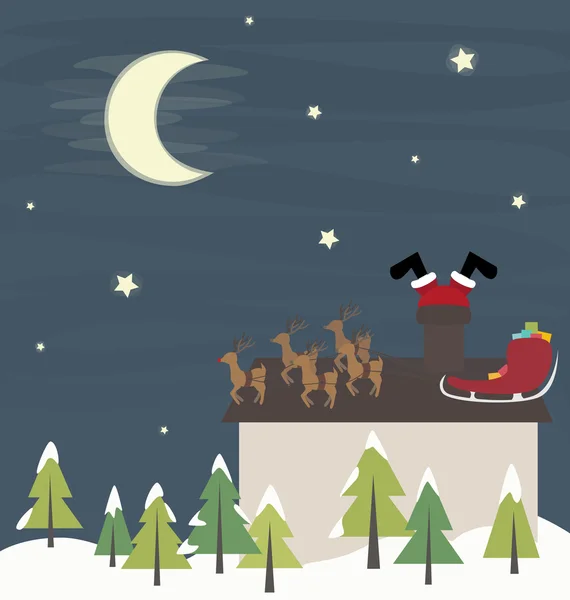 Noel Baba bacadan komik dertte sıkışmış vektör