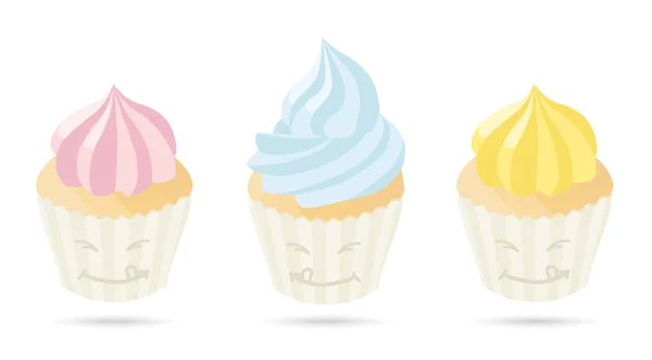 Vector pastel cute cupcakes — Stock Vector