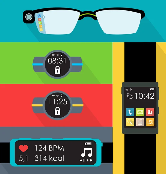 Ensemble plat vectoriel Wearables — Image vectorielle