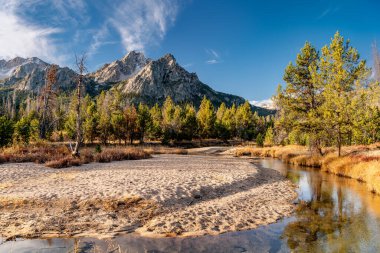 Idaho çölünde başıboş bir dere ve sahil. 