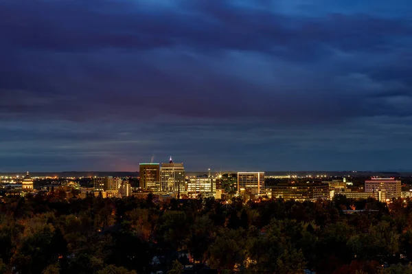 Vacker Utsikt Över Boise Idaho Skyline Natten — Stockfoto