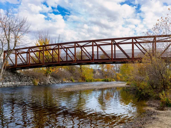 Spadek Drzew Mostu Stalowego System Boise Trail — Zdjęcie stockowe
