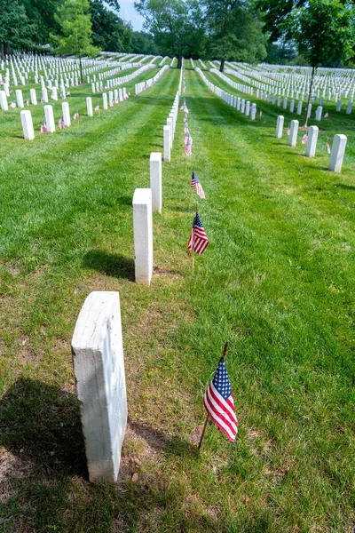 Flaggen Feiern Militärdienst Auf Dem Friedhof Von Arlington — Stockfoto
