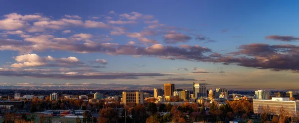 Boise Idaho Skyline First Light Day Clouds Overhead — Stock Fotó