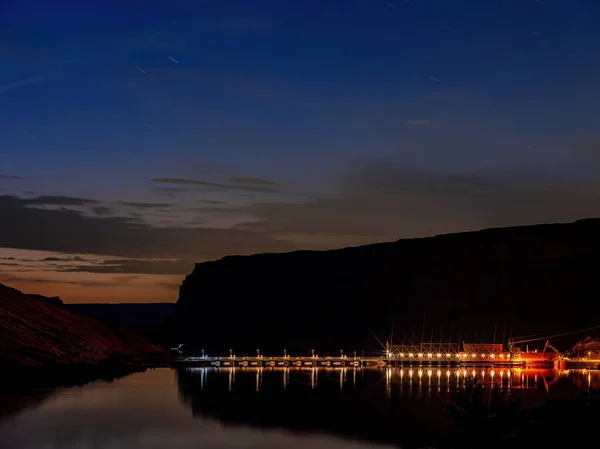 Twilight Dam Snake River Idaho Lights — Foto Stock