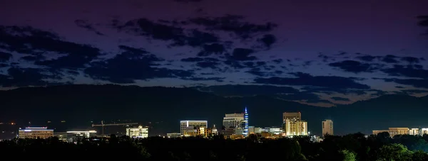 Nocna Panorama Boise Idaho Panoramicznym Widoku — Zdjęcie stockowe
