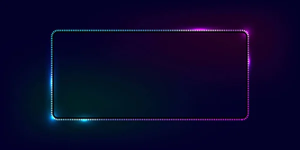 Koyu arkaplanda parlak efektlere sahip neon dikdörtgen çerçeve