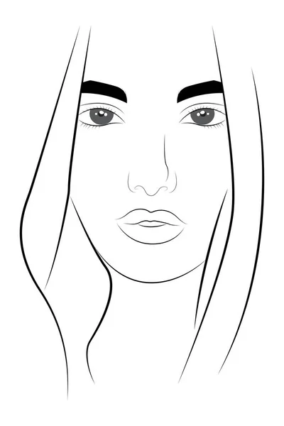 Обличчя Молодої Жінки Векторний Мінімалістичний Портрет Дівчини Білому Тлі — стоковий вектор