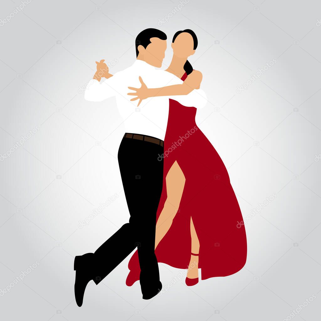 Couple dancing tango. Man and woman dancing tango. Vector illustration