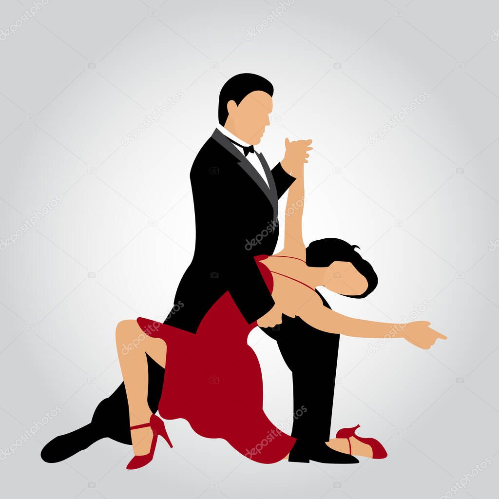 Man and woman dancing tango. Couple dancing tango. Vector illustration