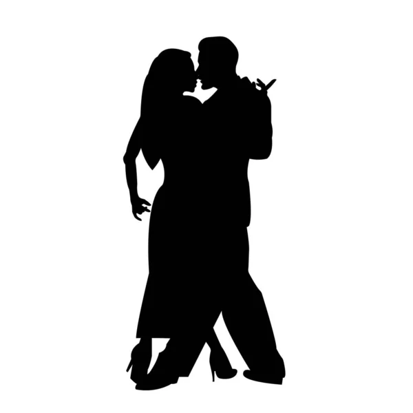 Silhueta Casal Dançarino Homem Mulher Dançando Tango Ilustração Vetorial Isolada — Vetor de Stock