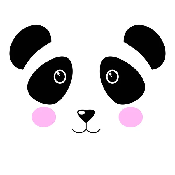 Cute Panda Face Vector Illustration Isolated White Background — Stock Vector