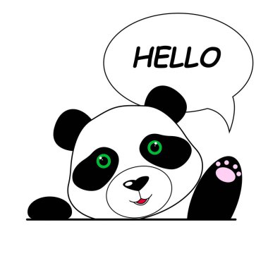Şirin panda pençesiyle karşılıyor. Panda patisini sallıyor. Vektör illüstrasyonu beyaz arkaplanda izole edildi