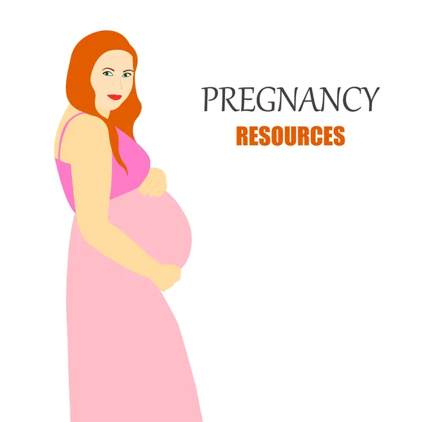 Femme Enceinte Aux Cheveux Roux Personnage Féminin Enceinte Ressources Graphiques — Image vectorielle