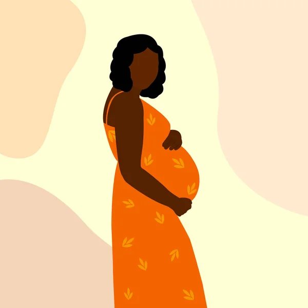 Ilustración Vectorial Mujer Piel Negra Africana Embarazada Silueta Una Mujer — Vector de stock