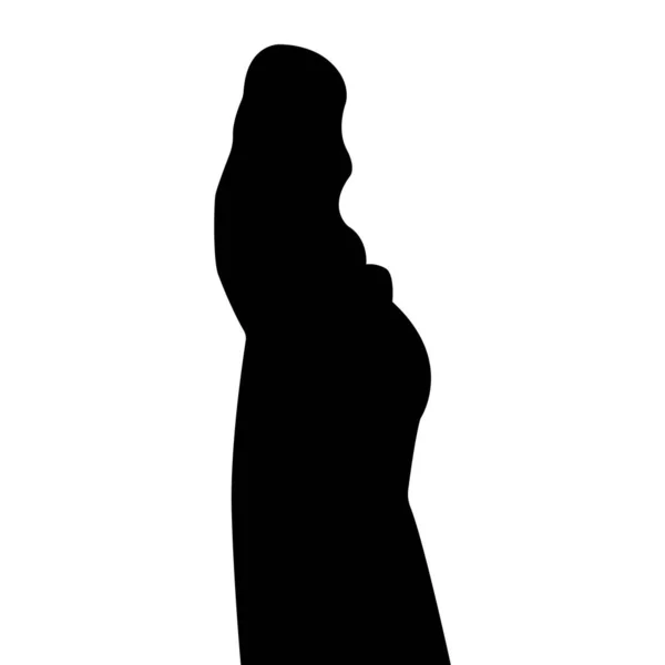 Silhouette Une Femme Enceinte Future Mère Lui Serre Ventre Illustration — Image vectorielle