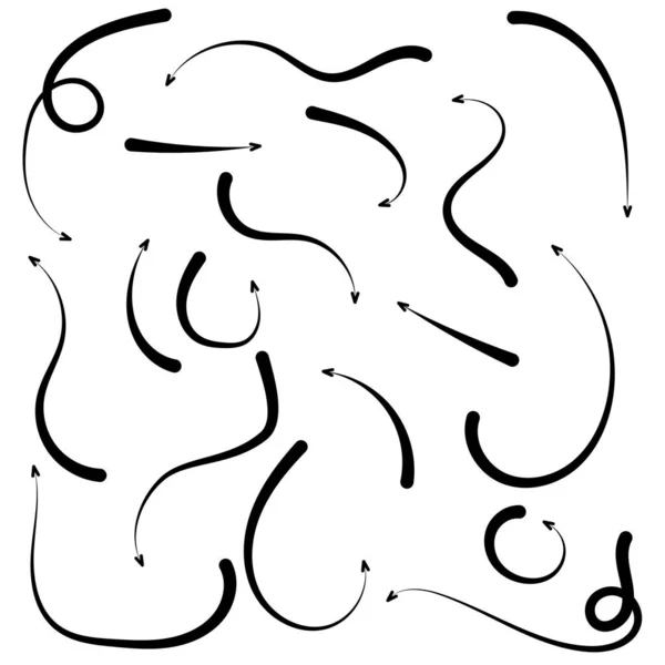 Ensemble Flèches Style Doodle Dessinées Main Illustration Vectorielle Isolée Sur — Image vectorielle