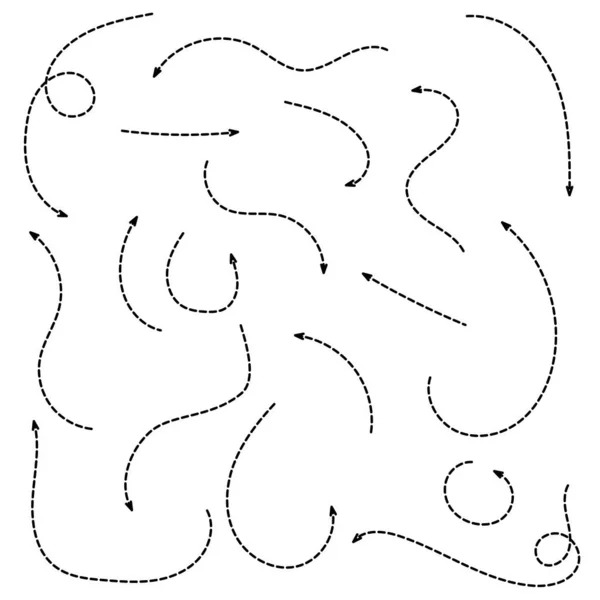 Ensemble Flèches Pointillées Forme Doodle Dessinées Main Illustration Vectorielle Isolée — Image vectorielle