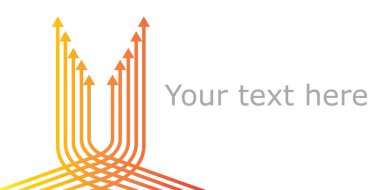 Arkaplanda turuncu oklar var. İş sunumları için kavramsal resim. Vektör illüstrasyonu beyaz arkaplanda izole edildi