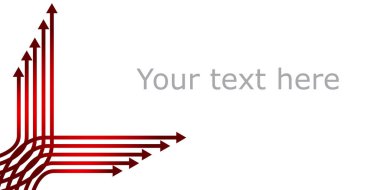 Kırmızı okları olan bir arka plan. İş sunumları için kavramsal resim. Vektör illüstrasyonu beyaz arkaplanda izole edildi