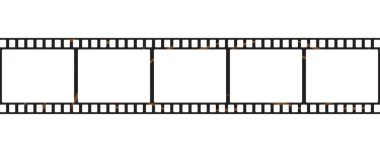 Fotoğraf makinesi ya da video kamera için oldukça detaylı bir klasik film. Negatif film çerçevesi. Beyaz arkaplandaki fotoğraf filmi. Vektör