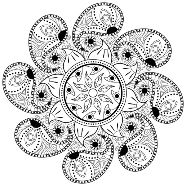 Mandala Muster Malbuch Art Wallpaper Design Fliesenmuster Grußkarte Aufkleber Spitze — Stockvektor