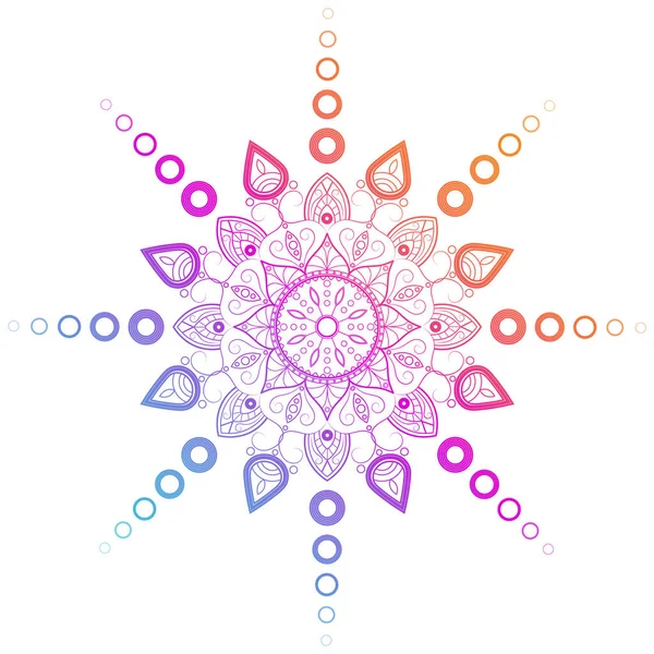 Gradient Mandala White Isolated Background Vector Boho Mandala Blue Pink — Stockvektor