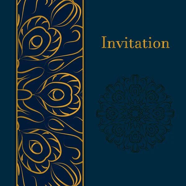 Elegant Greeting Card Design Vintage Floral Invitation Card Template Luxury — Stock Vector