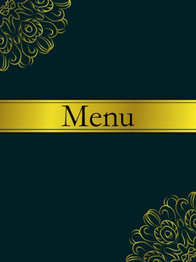 Restoran ya da kafe menüsü. Klasik altın mandala desenleri. Vektör illüstrasyonu
