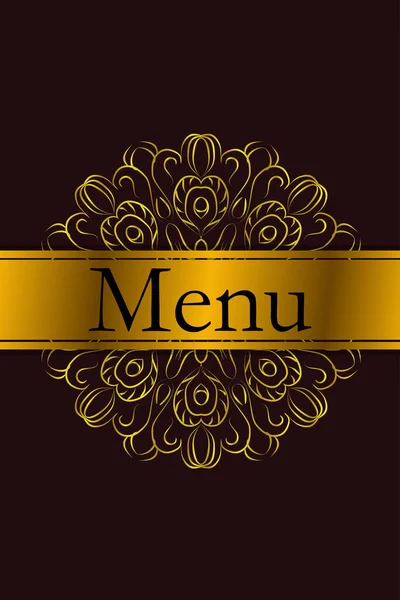 Menu Restaurant Cafe Vintage Golden Mandala Patterns Vector Illustration — Stock Vector