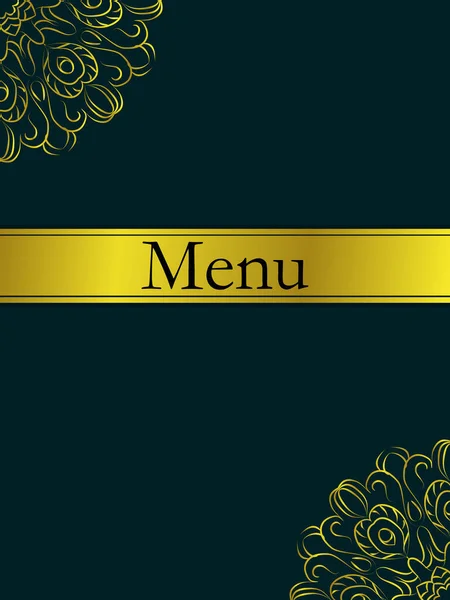 Menu Restaurant Cafe Vintage Golden Mandala Patterns Vector Illustration — Vettoriale Stock