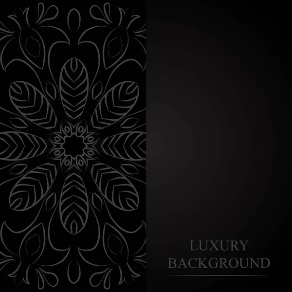 Luxurious Decorative Mandala Design Dark Gray Black Background Banner Place — ストックベクタ