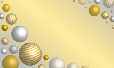 Vektör gerçekçi illüstrasyon. Üç boyutlu geometrik şekilli soyut bir arkaplan. Pankart için modern tasarım, iniş sayfası, duvar kağıdı. 3D küreli dinamik duvar kağıdı