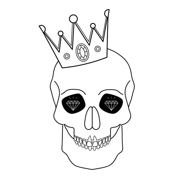 Drawing Skull Crown Sketch Tattoo King Dead Vector Illustration Isolated — Vettoriale Stock