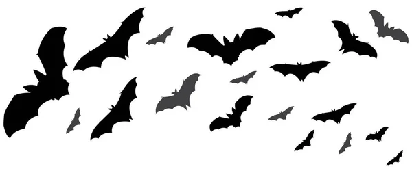 Bats Flying Vector Vampire Bat Set Isolated White Background Halloween — Stock Vector