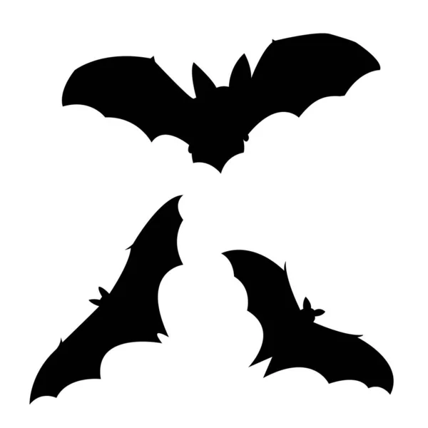 Conjunto Vetorial Silhuetas Morcego Halloween Ilustração Assustadora Design Para Uma — Vetor de Stock